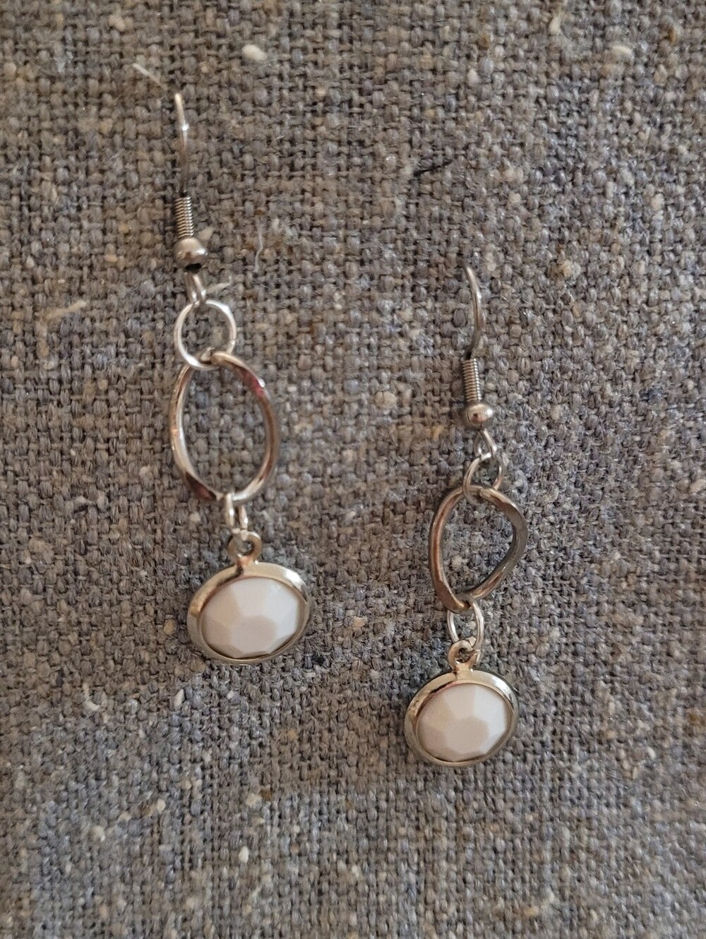 Drop Earrings with White Bead Accent